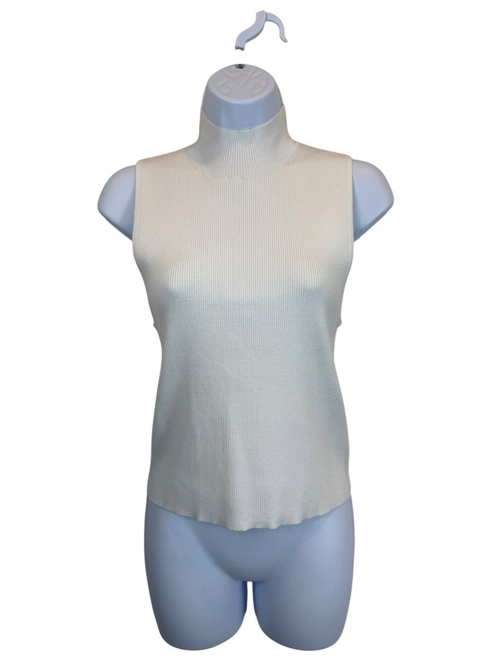 Madewell Top Womens Large Ivory Ribbed Sleeveless Turtleneck Sweater NWT